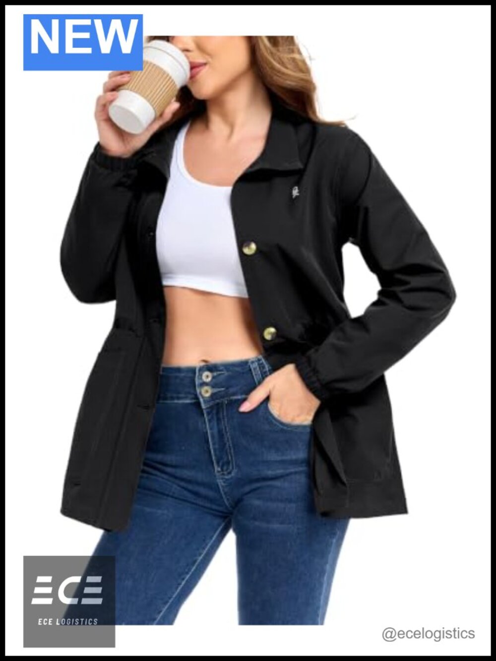 Little Donkey Andy Women's Lightweight Button Down Casual Jacket Stretch